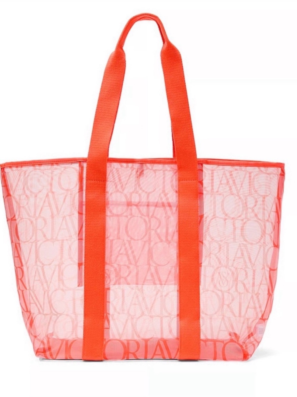 Victoria's Secret Neon Coral Logo Tote and Beach Towel Set - Picture 2 of 5